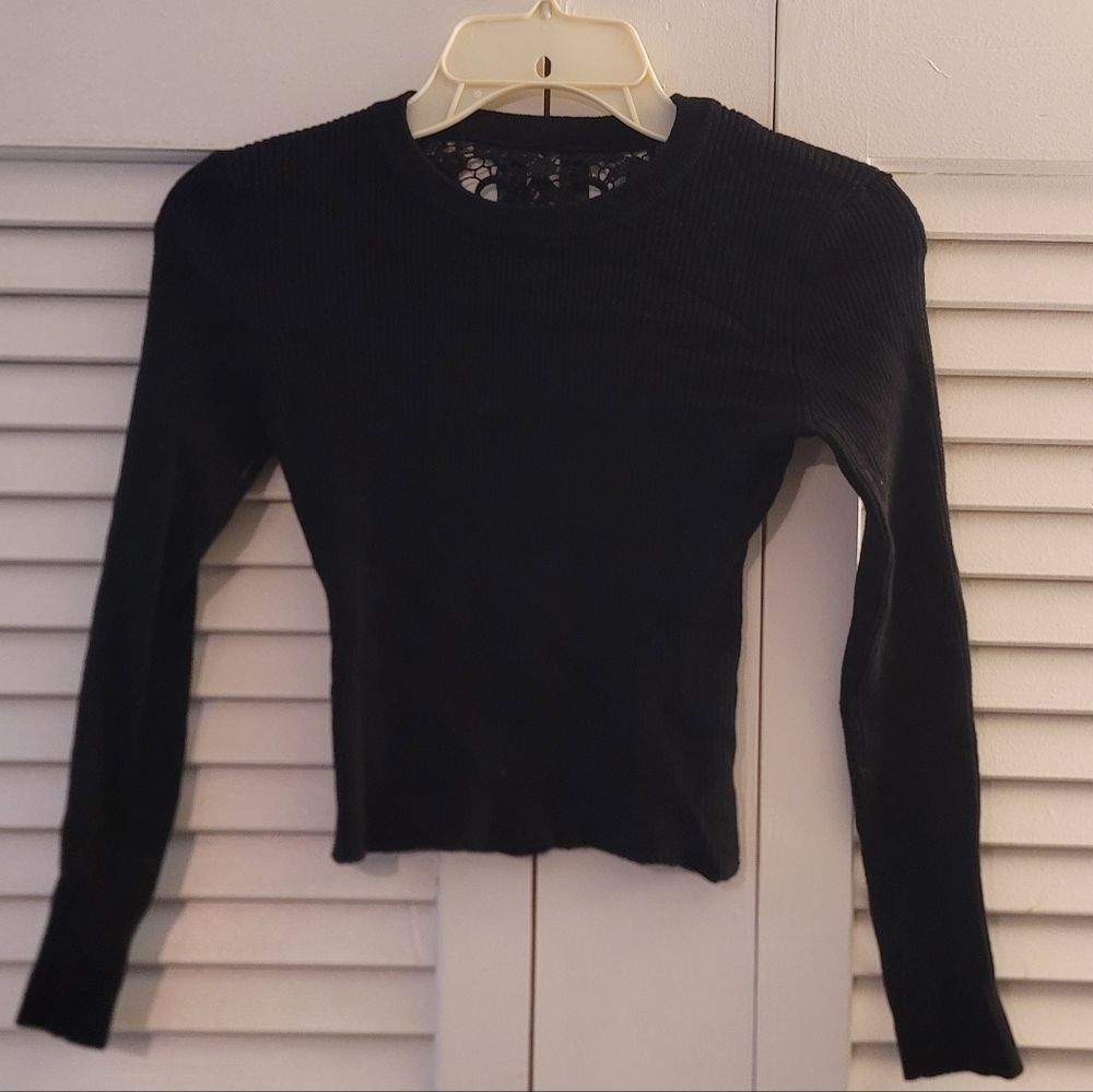 WOMEN'S LACEY BACK SWEATER.